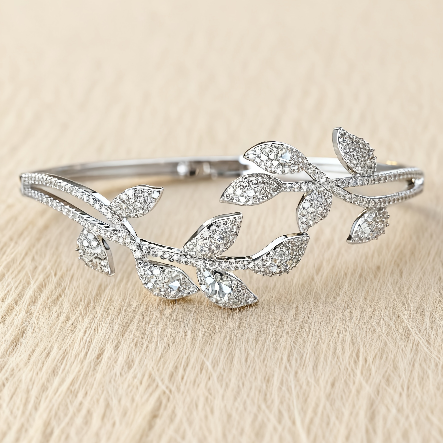 Women's Versatile Leaf Open Bangle, High-End Design